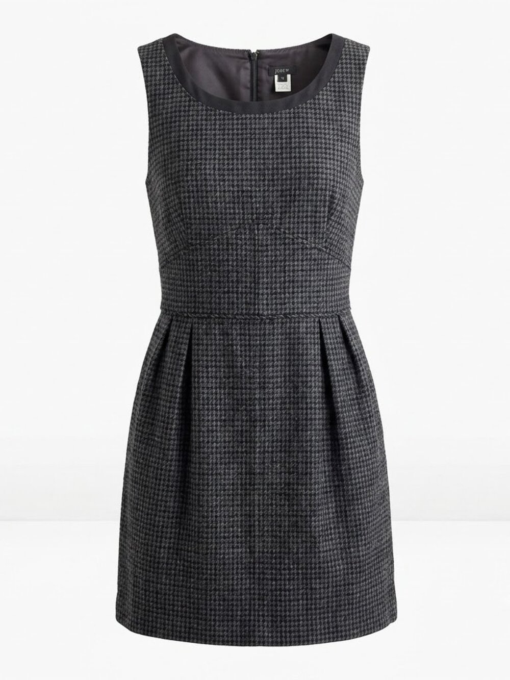 J.Crew Black & White Plaid 100% Wool Sleeveless Sheath Dress – Size 10
